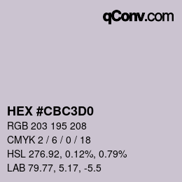 颜色代码: HEX #CBC3D0 | qconv.com