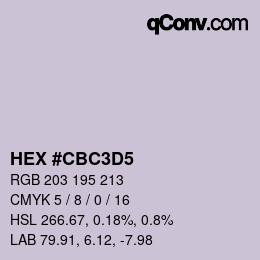颜色代码: HEX #CBC3D5 | qconv.com