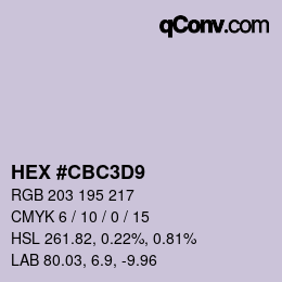 カラーコード: HEX #CBC3D9 | qconv.com