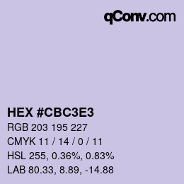 Color code: HEX #CBC3E3 | qconv.com