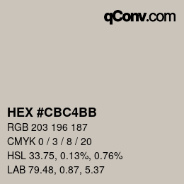 Código de color: HEX #CBC4BB | qconv.com