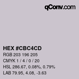 カラーコード: HEX #CBC4CD | qconv.com