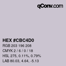 颜色代码: HEX #CBC4D0 | qconv.com