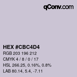 カラーコード: HEX #CBC4D4 | qconv.com