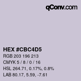 颜色代码: HEX #CBC4D5 | qconv.com