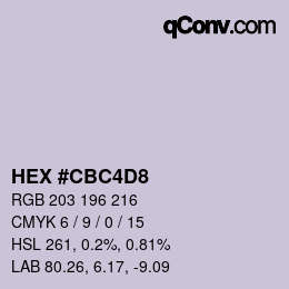カラーコード: HEX #CBC4D8 | qconv.com