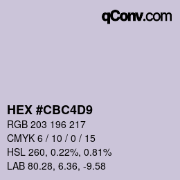 カラーコード: HEX #CBC4D9 | qconv.com