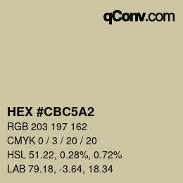 Color code: HEX #CBC5A2 | qconv.com