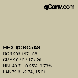 カラーコード: HEX #CBC5A8 | qconv.com