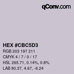 Color code: HEX #CBC5D3 | qconv.com