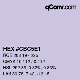 Color code: HEX #CBC5E1 | qconv.com