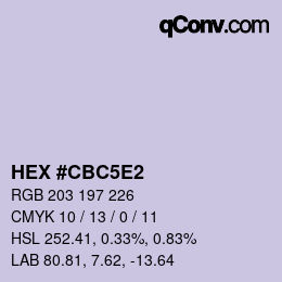 Farbcode: HEX #CBC5E2 | qconv.com