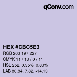 Code couleur: HEX #CBC5E3 | qconv.com