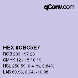 Color code: HEX #CBC5E7 | qconv.com