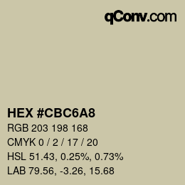 カラーコード: HEX #CBC6A8 | qconv.com