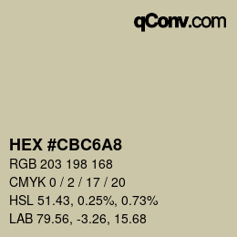 Color code: HEX #CBC6A8 | qconv.com