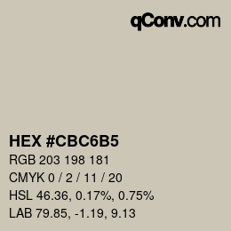 カラーコード: HEX #CBC6B5 | qconv.com
