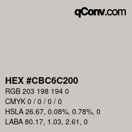 Color code: HEX #CBC6C200 | qconv.com