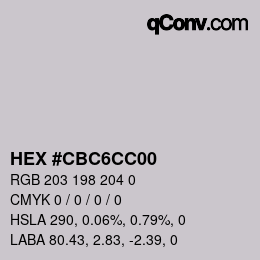 Color code: HEX #CBC6CC00 | qconv.com