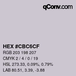 カラーコード: HEX #CBC6CF | qconv.com
