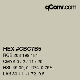 カラーコード: HEX #CBC7B5 | qconv.com