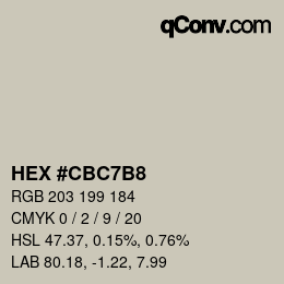 Color code: HEX #CBC7B8 | qconv.com