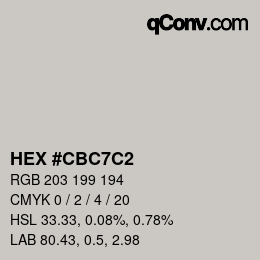 カラーコード: HEX #CBC7C2 | qconv.com