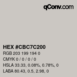 Color code: HEX #CBC7C200 | qconv.com