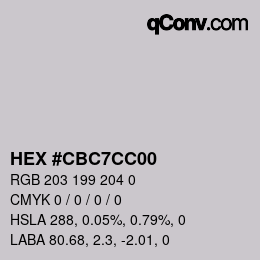 Color code: HEX #CBC7CC00 | qconv.com