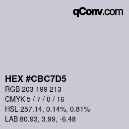 カラーコード: HEX #CBC7D5 | qconv.com