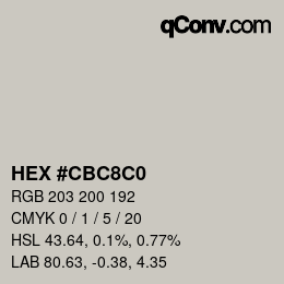 カラーコード: HEX #CBC8C0 | qconv.com