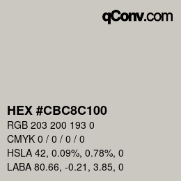 颜色代码: HEX #CBC8C100 | qconv.com