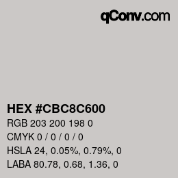 Color code: HEX #CBC8C600 | qconv.com