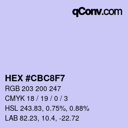 Color code: HEX #CBC8F7 | qconv.com