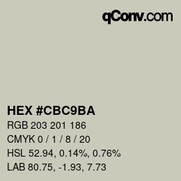 Code couleur: HEX #CBC9BA | qconv.com