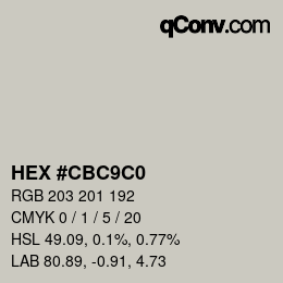 Farbcode: HEX #CBC9C0 | qconv.com