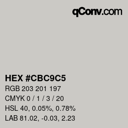 Color code: HEX #CBC9C5 | qconv.com