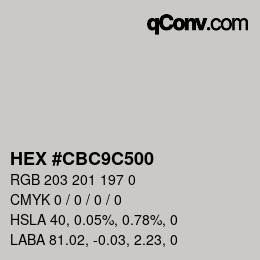 Color code: HEX #CBC9C500 | qconv.com