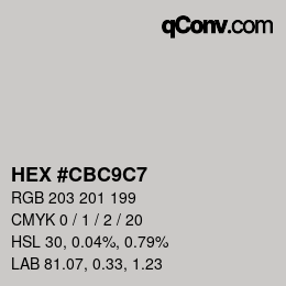 カラーコード: HEX #CBC9C7 | qconv.com