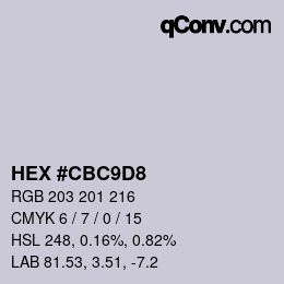 Color code: HEX #CBC9D8 | qconv.com