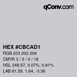 カラーコード: HEX #CBCAD1 | qconv.com