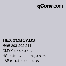 颜色代码: HEX #CBCAD3 | qconv.com