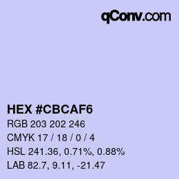 Color code: HEX #CBCAF6 | qconv.com