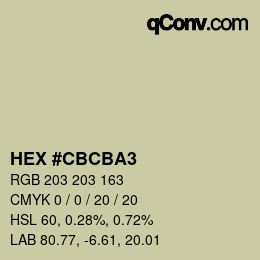 カラーコード: HEX #CBCBA3 | qconv.com