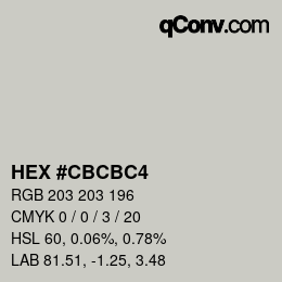 カラーコード: HEX #CBCBC4 | qconv.com