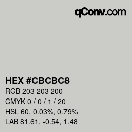 Farbcode: HEX #CBCBC8 | qconv.com