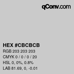 Color code: HEX #CBCBCB | qconv.com