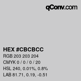 Color code: HEX #CBCBCC | qconv.com