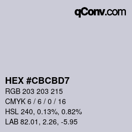 Color code: HEX #CBCBD7 | qconv.com