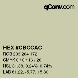 Color code: HEX #CBCCAC | qconv.com